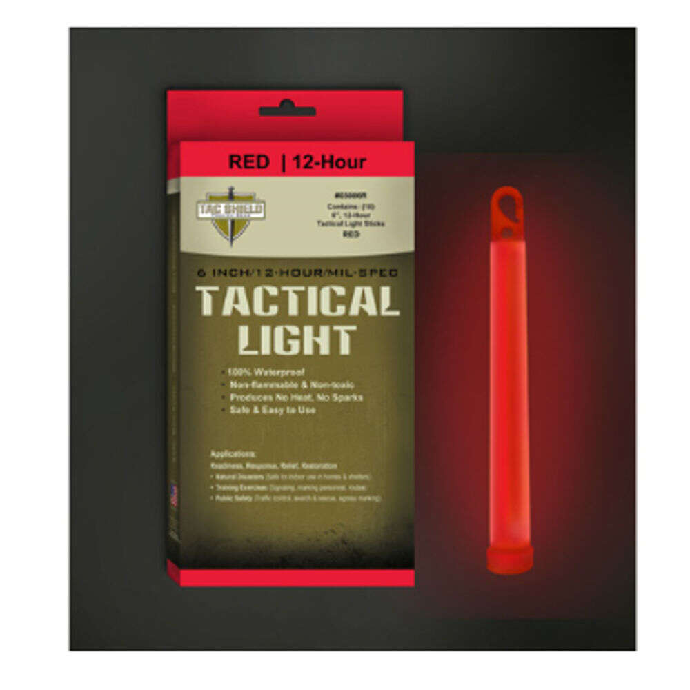 Flashlights&Batteries Tac Shield 4.50" TAC 12 HR LIGHT STICK RED 6 IN 10 PK • Model: 4.50"